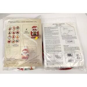 Needlecraft Ala Mode Plastic Canvas Kit Santa Card Holder & Joy Wall Hanging NEW